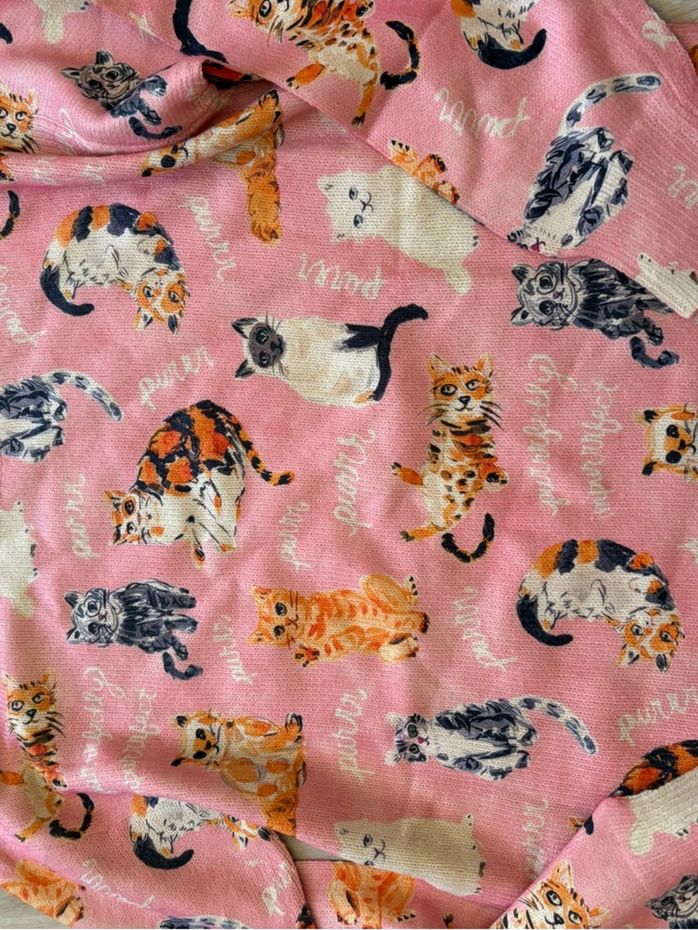 Pink Cat Pattern Pet Fabric - Sweater